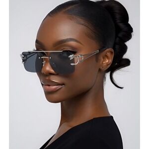 Women Aviator Sunglasses Silver Frame Gray Lens Fashion Designer Eyewear Shades